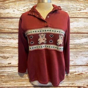 Red vintage Bonnie Evans Teddy Bear Sweater